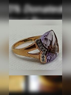 Fleur-De-Lis Amethyst Crystal Cocktail Ring Sz 7 NWOTs For Animal Rescues.